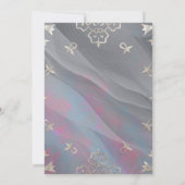 Elegant Filigree Border on Grey Silk Quinceañera Kaart (Achterkant)