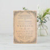 Elegant Filigree Lijst Border Wedding Kaart (Staand voorkant)
