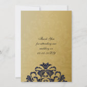 Elegant Filigree Navy Gold Wedding Bedankkaart (Achterkant)