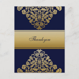 Elegant Filigree Navy Gold Wedding Briefkaart