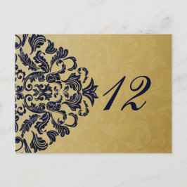 Elegant Filigree Navy Gold Wedding Briefkaart