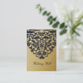 Elegant Filigree Navy Gold Wedding Informatiekaartje (Staand voorkant)
