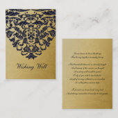 Elegant Filigree Navy Gold Wedding Informatiekaartje (Voorkant / Achterkant)