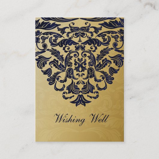 Elegant Filigree Navy Gold Wedding Informatiekaartje (Voorkant)