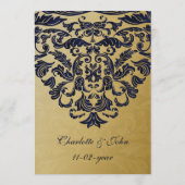 Elegant Filigree Navy Gold Wedding Menu (Achterkant)