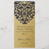 Elegant Filigree Navy Gold Wedding Menu (Achterkant)
