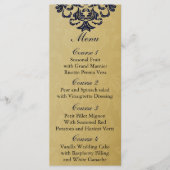 Elegant Filigree Navy Gold Wedding Menu (Voorkant)