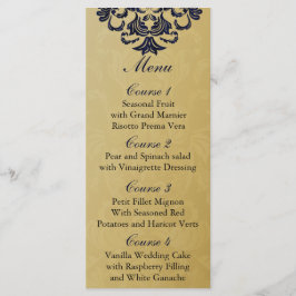 Elegant Filigree Navy Gold Wedding Menu