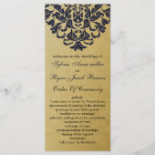 Elegant Filigree Navy Gold Wedding Programmakaart (Voorkant)