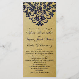 Elegant Filigree Navy Gold Wedding Programmakaart