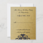 Elegant Filigree Navy Gold Wedding RSVP Kaartje (Achterkant)