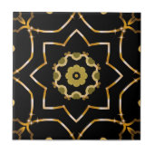 Elegant Filigree Sparkly Shiny Gold & Black Mosaic Tegeltje (Voorkant)