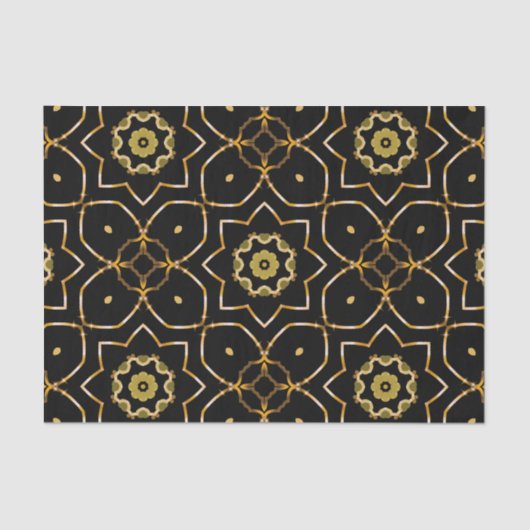 Elegant Filigree Sparkly Shiny Gold & Black Mosaic Tissuepapier (Voorkant)