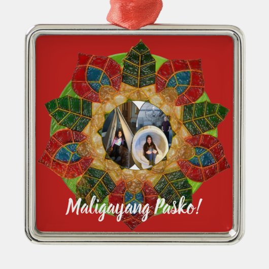 Elegant Filipino Parol Style, FilAm, Filipijnen Metalen Ornament (Voorkant)