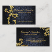 Elegant Financial Planner Gold Leaf Navy Blue Visitekaartje (Voorkant / Achterkant)