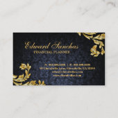 Elegant Financial Planner Gold Leaf Navy Blue Visitekaartje (Achterkant)