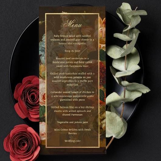 Elegant Fine Art Floral Still Life Wedding Menu