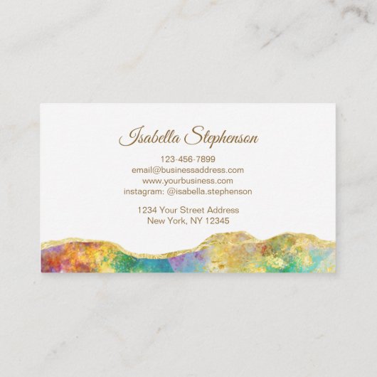 Elegant Fire Opal Rainbow Gemstone Modern Visitekaartje (Achterkant)