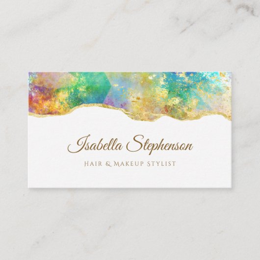 Elegant Fire Opal Rainbow Gemstone Modern Visitekaartje (Voorkant)