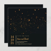 Elegant Fire Sky Lantern Save the Date Kaart (Voorkant / Achterkant)