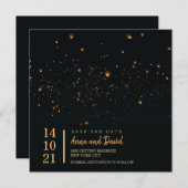 Elegant Fire Sky Lantern Save the Date Kaart (Voorkant / Achterkant)