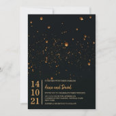 Elegant Fire Sky Lantern Wedding Invitation Kaart (Voorkant)