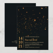 Elegant Fire Sky Lantern Wedding Invitation Kaart (Voorkant / Achterkant)