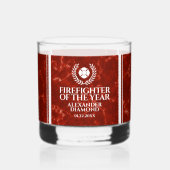 Elegant Firefighter of the Year Red Marble Whisky Glas (Achterkant)