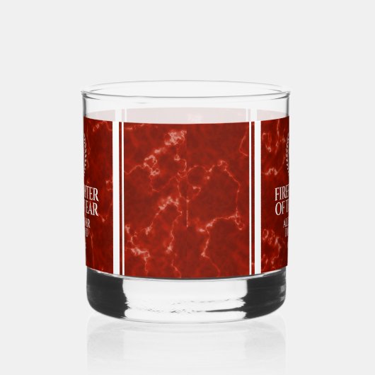 Elegant Firefighter of the Year Red Marble Whisky Glas (Links)