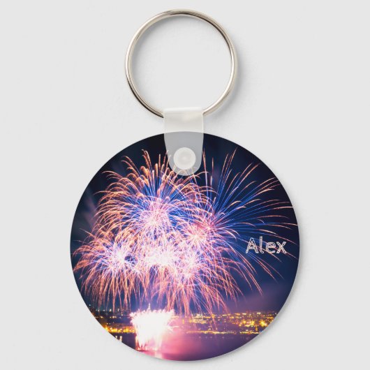 Elegant Fireworks | Aangepaste naam Sleutelhanger (Voorkant)