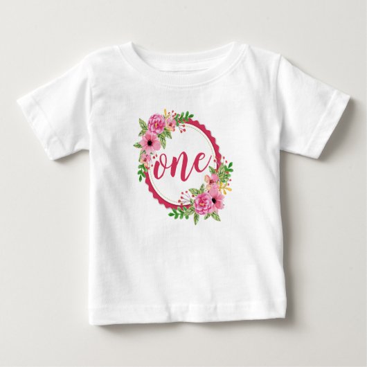 Elegant First Birthday Floral Wreath | Romper (Voorkant)