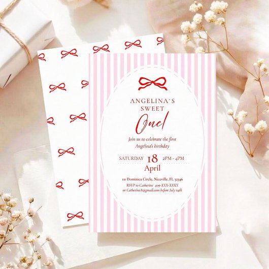 Elegant First Birthday Invitation. Kaart