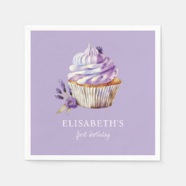 Elegant First Birthday Pastel Violet Persoonlijk Servet