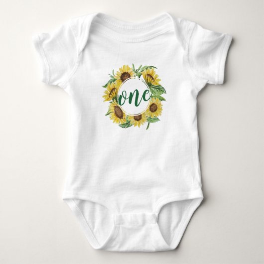 Elegant First Birthday Sunflower Wreats | Bodysuit (Voorkant)