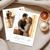 Elegant First Christmas 4 Photo Merrily Ever After Feestdagenkaart