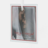 Elegant First Christmas Merry and Married Photo Glas Ornament (Voorkant links)