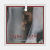 Elegant First Christmas Merry and Married Photo Glas Ornament (Achterkant)