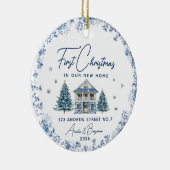 elegant first christmas new home blue ornament (Rechts)