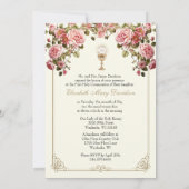 Elegant First Communion Pink Red Roses  Kaart (Achterkant)