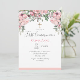 Elegant First Community Pink Floral Name Kaart