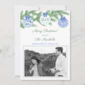 Elegant First getrouwde kerstPassen getrouwd Monog Feestdagenkaart (Voorkant)