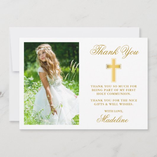 Elegant First Heilige Communauteit Foto Gold Bedankkaart (Voorkant)
