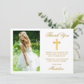 Elegant First Heilige Communauteit Foto Gold Bedankkaart (Staand voorkant)