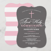 Elegant First Heilige Communauteit Uitnodiging Roz (Voorkant / Achterkant)