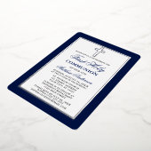 Elegant First Heilige Commune Cross Silver Lijst Folie Uitnodiging (Gedraaid)