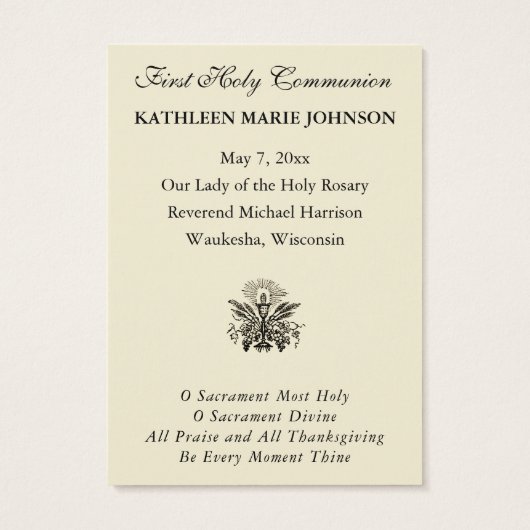 Elegant First Heilige Commune Herdenking Kaart (Achterkant)