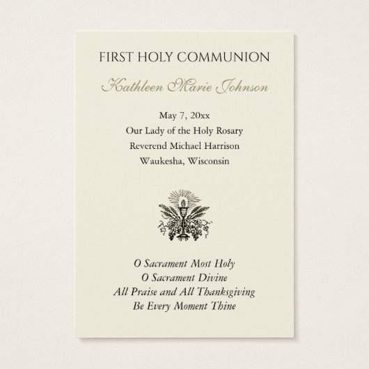 Elegant First Heilige Commune Herdenking Kaart (Achterkant)