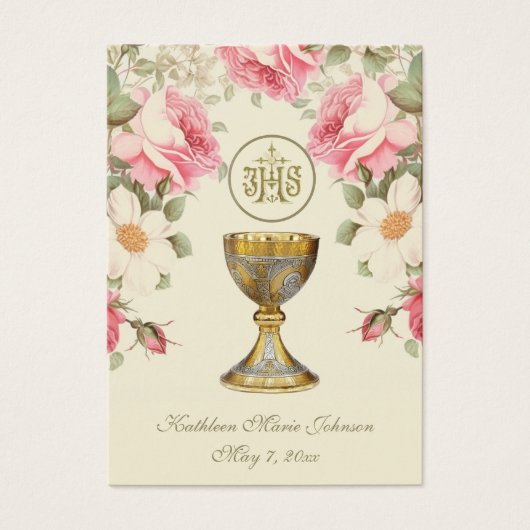 Elegant First Heilige Commune Herdenking Kaart (Voorkant)