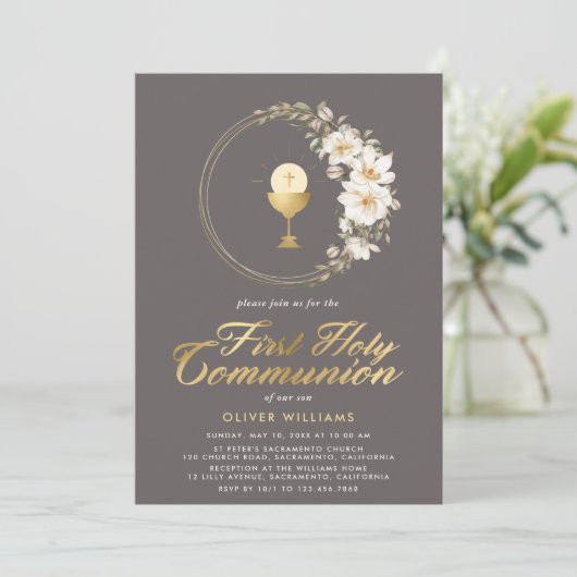 Elegant First Heilige Communie  Kaart (Staand voorkant)