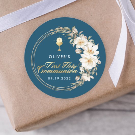 Elegant First Heilige Communie Ronde Sticker